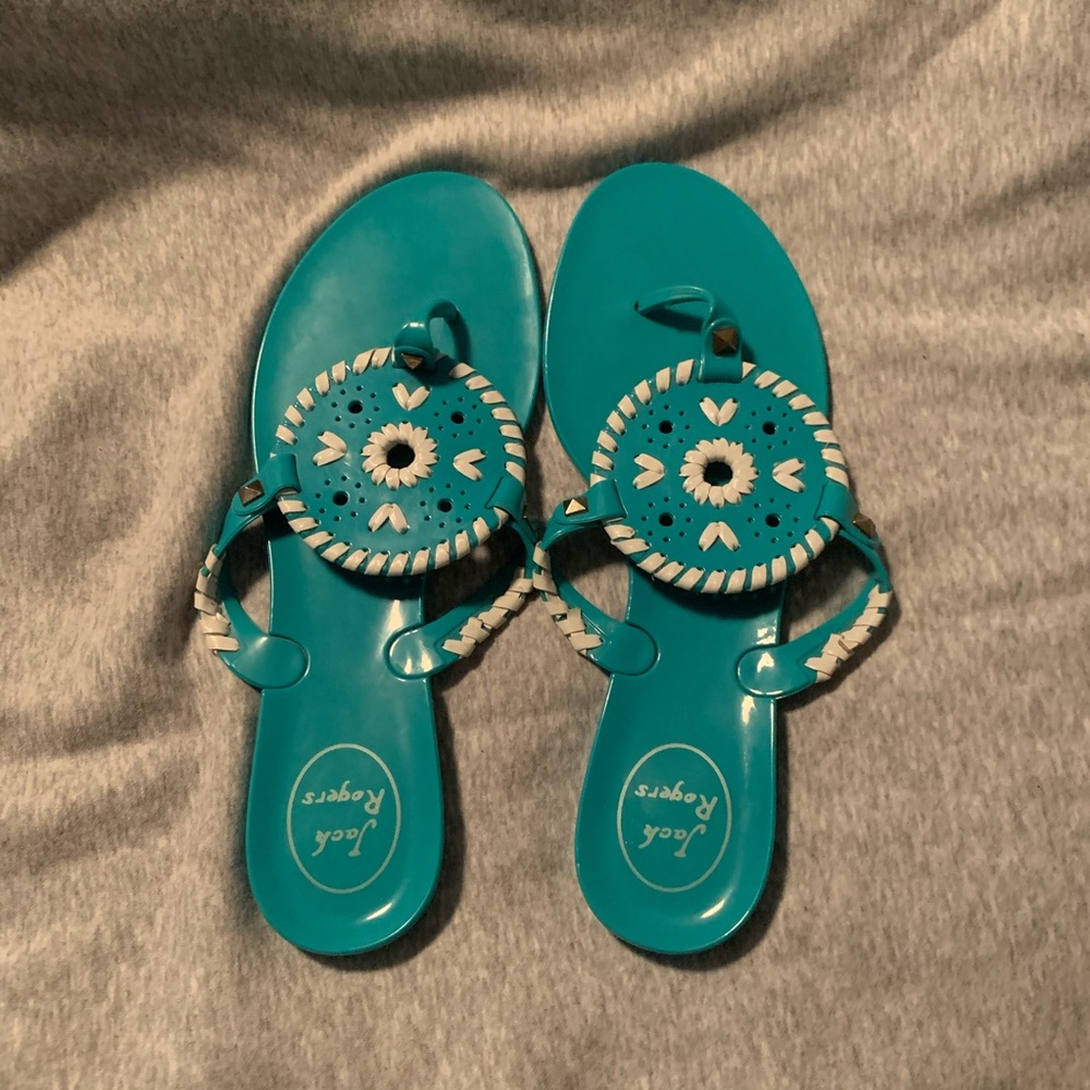 Jack Rogers Georgia Jelly Sandals Turquoise White